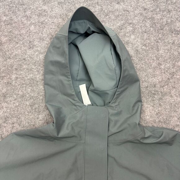 Lululemon Mid-Length Waterproof Rain Coat Jacket BGIB Belgian Blue Gray Size L - Picture 2 of 16